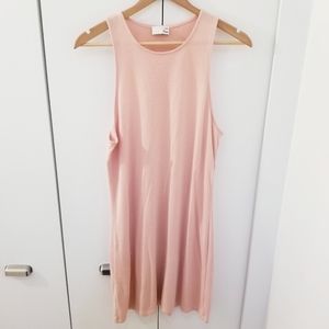 Wilfred Free Aritzia Pale Pink Sleeveless Mini Dress Long Top Racer Back